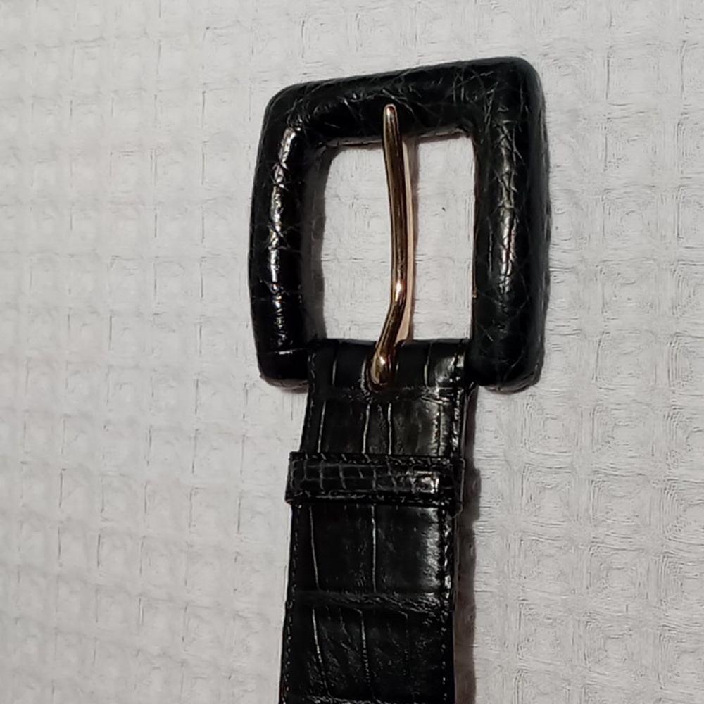 Nancy Gonzalez Black Crocodile Belt Square Buckle Size Large - Picture 3 of 14